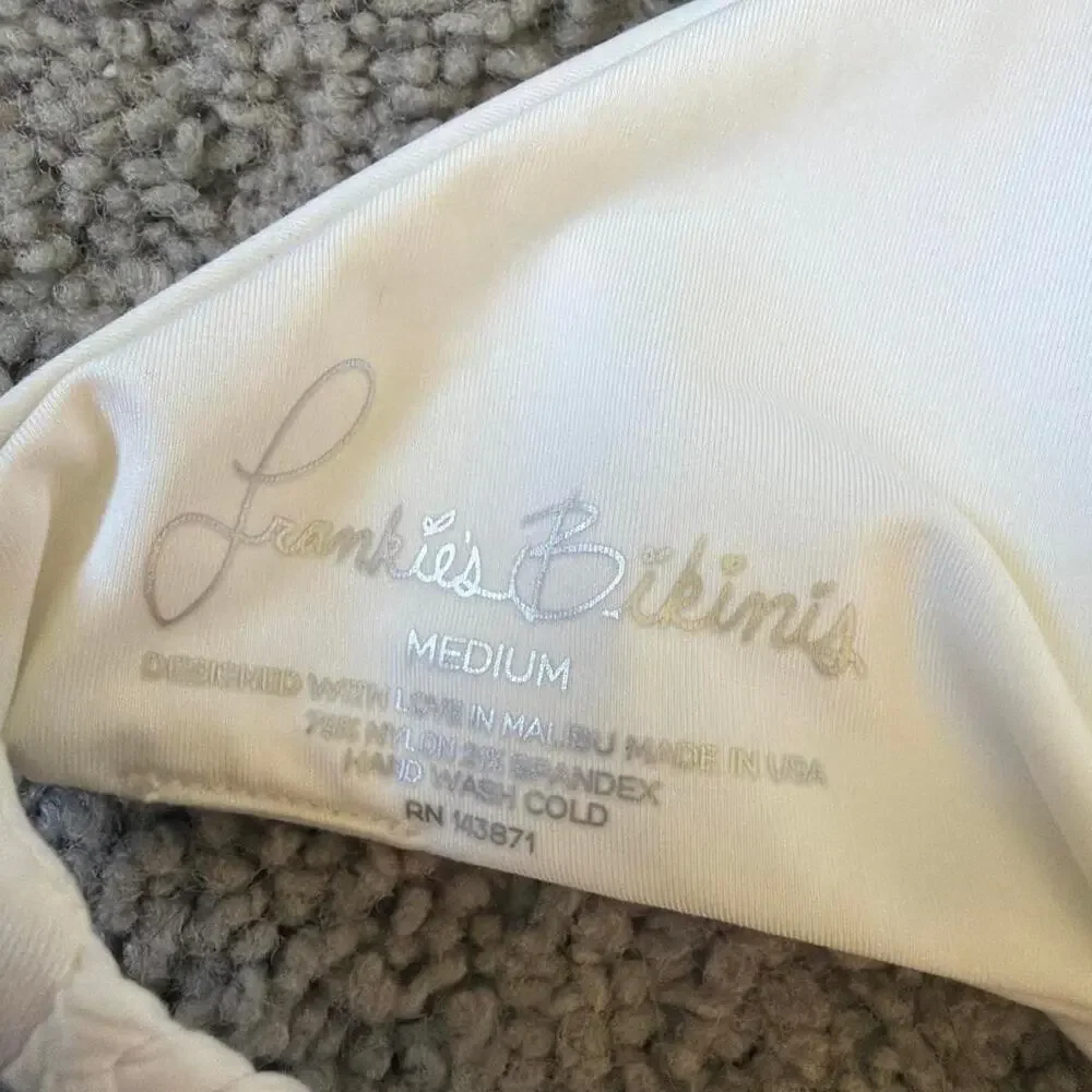 Frankies Bikinis white crochet mimi bikini top Size M